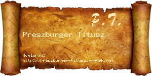 Preszburger Titusz névjegykártya